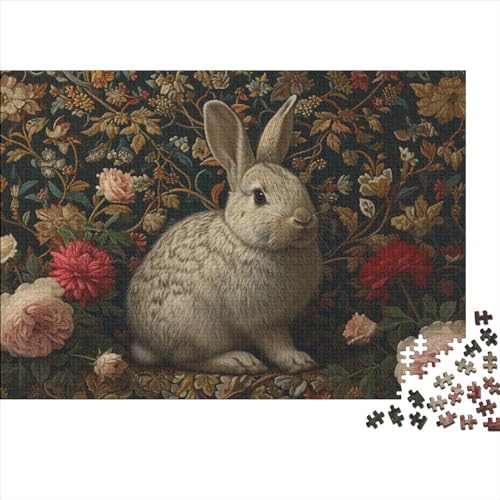 500-teiliges Puzzle für Erwachsene, Tier-Kaninchen-Puzzle-Sets für die Familie, Holzpuzzle, Gehirn-Herausforderungspuzzle, 500 Teile (52 x 38 cm) von FUmoney