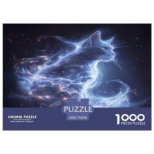 Cat Glow Holzpuzzle für Erwachsene, 1000 Teile, rechteckiges Puzzle, Geschenke für Erwachsene und Kinder, Heimdekoration und Familienspiel, 1000 Teile (75 x 50 cm) von FUmoney