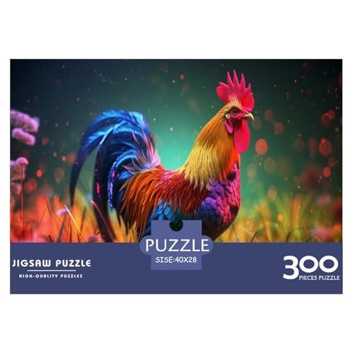 Colorful_Rooster Puzzles für Erwachsene, 300-teiliges Puzzle für Erwachsene, lustiges Dekomprimierungsspiel aus Holz, 300 Teile (40 x 28 cm) von FUmoney