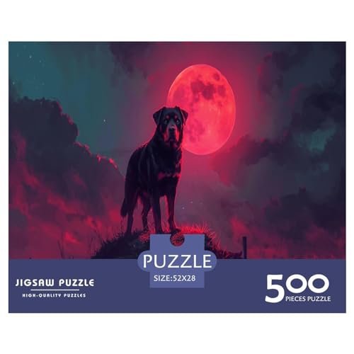 Cooles Rottweiler-Puzzle für Erwachsene, 500 Teile, klassisches Puzzle, Holzpuzzle, Wandkunst, einzigartiges Spielzeug, Geschenk, 500 Teile (52 x 38 cm) von FUmoney