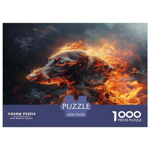 Dachshund_fire 1000 Teile Puzzle für Erwachsene, kreatives rechteckiges Puzzle, Geschenk, Holzpuzzlespiel, Kinder, Denksportaufgaben, Spielzeug, 1000 Teile (75 x 50 cm) von FUmoney