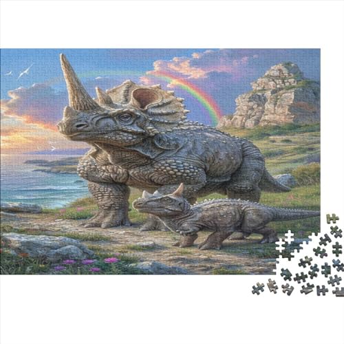 Dinosaurier_Regenbogen-Puzzles, 1000 Teile, Puzzle für Erwachsene, Intellektuelles Spiel, Puzzle-Spielzeug für Erwachsene und Kinder, 1000 Teile (75 x 50 cm) von FUmoney