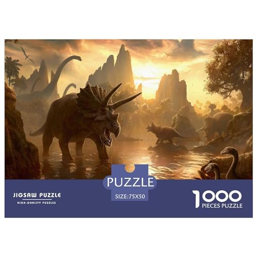 Dinosaurier-Welt, 1000-teiliges Puzzle für Erwachsene, Puzzles, Teenager, Geschenke, Holzpuzzles, Entspannungspuzzlespiele, Denksport-Puzzle, 1000 Teile (75 x 50 cm) von FUmoney