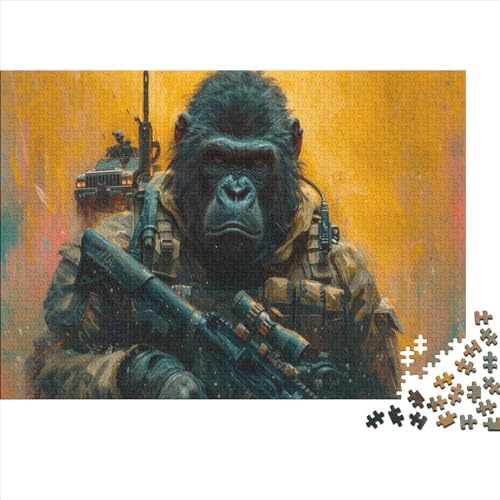Gorilla-Soldat-Puzzle für Erwachsene, 1000 Teile, klassisches Puzzle, Holzpuzzle, Wandkunst, einzigartiges Spielzeug, Geschenk, 1000 Teile (75 x 50 cm) von FUmoney
