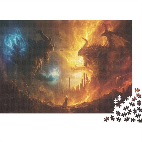 Holzpuzzle für Kinder und Erwachsene, Drachenkampf, 1000 Teile, rechteckiges Puzzle, Spiel zur intellektuellen Entwicklung, 1000 Teile (75 x 50 cm) von FUmoney