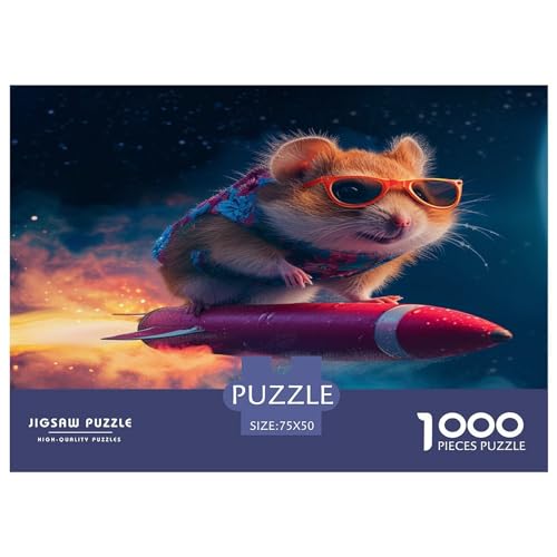 Holzpuzzle für Kinder und Erwachsene, Maus-Rakete, 1000 Teile, rechteckiges Puzzle, Spiel zur intellektuellen Entwicklung, 1000 Teile (75 x 50 cm) von FUmoney