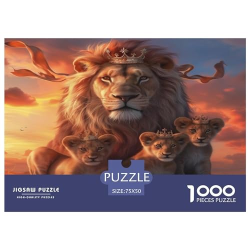 Holzpuzzle für Kinder und Erwachsene, Tiere, Löwe, 1000 Teile, rechteckiges Puzzle, Spiel zur intellektuellen Entwicklung, 1000 Teile (75 x 50 cm) von FUmoney