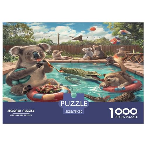 Koala Pool_Party Puzzle für Erwachsene, 1000, klassisches Puzzle, entspannendes Holzpuzzlespiel, Denksportaufgabe, 1000 Teile (75 x 50 cm) von FUmoney