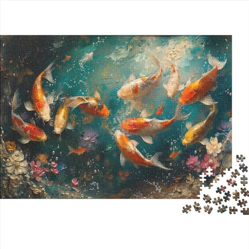 Koi_Fish-Puzzle für Erwachsene, 1000 Teile, klassisches Puzzle, Holzpuzzle, Wandkunst, einzigartiges Spielzeug, Geschenk, 1000 Stück (75 x 50 cm) von FUmoney
