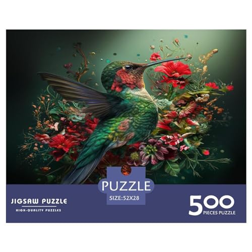 Kolibri-Puzzle mit 500 Teilen für Erwachsene, kreatives rechteckiges Puzzle, Holzpuzzle, Puzzle-Geschenk für Freunde und Familie, 500 Teile (52 x 38 cm) von FUmoney