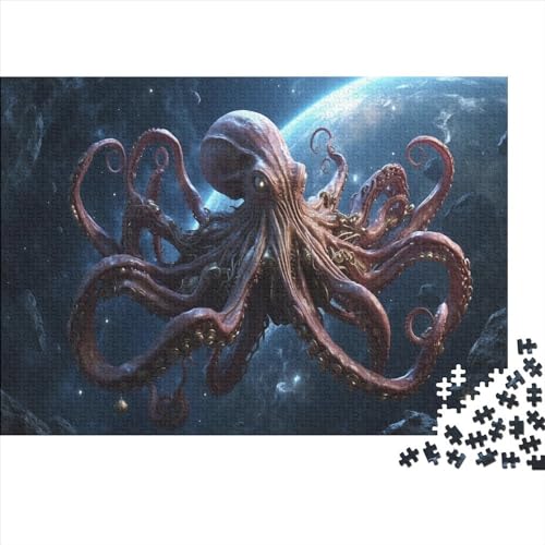 Kosmischer Oktopus-Puzzle für Erwachsene, 500 Teile, klassisches Puzzle, Holzpuzzle, Wandkunst, einzigartiges Spielzeug, Geschenk, 500 Stück (52 x 38 cm) von FUmoney