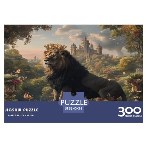 Kreative rechteckige Puzzles für Erwachsene, 300 Teile, König der Löwen, Holzpuzzle, praktisches Spiel, Familiendekoration, 300 Stück (40 x 28 cm) von FUmoney