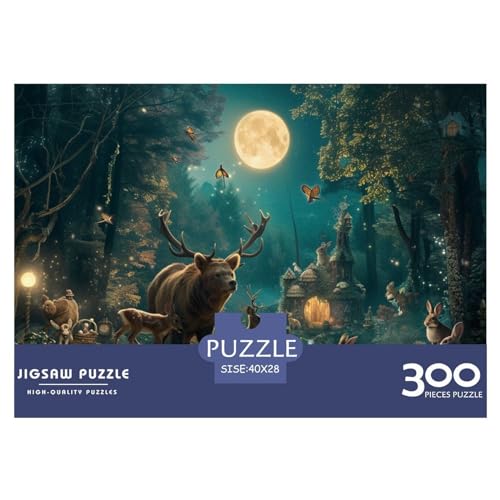 Kunst-Waldtiere-Puzzle, 300 Teile, kreatives rechteckiges großes Familienpuzzlespiel, Kunstwerk für Erwachsene und Teenager, 300 Teile (40 x 28 cm) von FUmoney