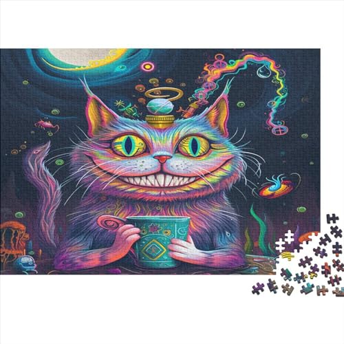 Lächelnde Katze-Puzzles für Erwachsene, 1000-teiliges Puzzle für Erwachsene, Holzpuzzle, lustiges Dekomprimierungsspiel, 1000 Teile (75 x 50 cm) von FUmoney