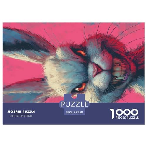 Lächelnder Hase 1000-teiliges Puzzle für Erwachsene – Puzzles für Teenager – Geschenke – Holzpuzzles – Entspannungspuzzlespiele – Denksport-Puzzle 1000 Teile (75 x 50 cm) von FUmoney