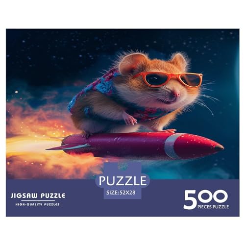 Maus-Raketen-Puzzles für Erwachsene, 500-teiliges Puzzle für Erwachsene, lustiges Dekomprimierungsspiel aus Holz, 500 Teile (52 x 38 cm) von FUmoney