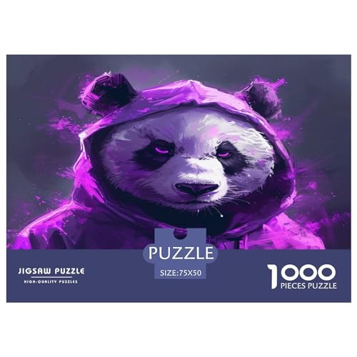 Panda-Puzzle aus Holz, 1000 Teile, für Erwachsene, kreatives rechteckiges Puzzle, Gehirnübung, Herausforderungsspiel, Geschenk für Kinder, 1000 Teile (75 x 50 cm) von FUmoney