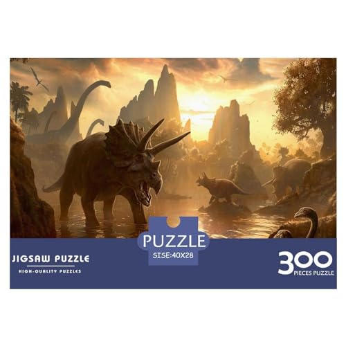 Puzzle Dinosaurierwelt Puzzles für Erwachsene 300 Teile Holzpuzzle Wandkunst Puzzlespiele 300 Teile (40x28cm) von FUmoney