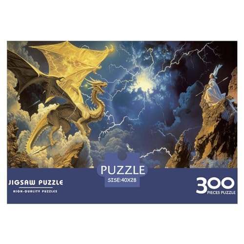 Puzzle Dragon_Battle Puzzles für Erwachsene 300 Teile Holzpuzzle Wandkunst Puzzlespiele 300 Teile (40x28cm) von FUmoney