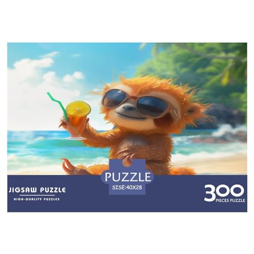Puzzle für Erwachsene, 300 Teile, Sommer-Strand-AFFE-Puzzle, kreatives rechteckiges Puzzle, Dekompressionsspiel, 300 Teile (40 x 28 cm) von FUmoney