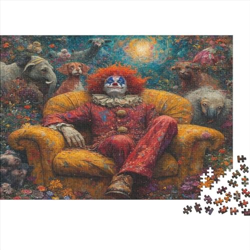 Puzzle für Kinder, Ölgemälde-Clown, 1000 Teile, Puzzle für Erwachsene, Holzpuzzle für Erwachsene und Kinder, Stressabbau, 1000 Teile (75 x 50 cm) von FUmoney