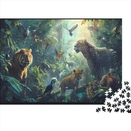 Puzzles 1000 Teile, Kunstwaldtiere, quadratische Puzzles für Erwachsene und Kinder, Holzpuzzles, herausfordernde Spielpuzzles, 1000 Teile (75 x 50 cm) von FUmoney