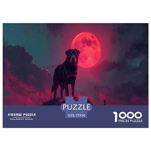 Puzzles 1000 Teile Coole Rottweiler-Quadratpuzzles für Erwachsene und Kinder, Holzpuzzles Anspruchsvolle Spielpuzzles 1000 Teile (75 x 50 cm) von FUmoney