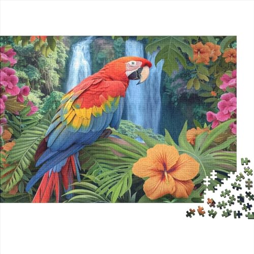 Puzzles 1000 Teile für Erwachsene, buntes Papageienpuzzle für Erwachsene, Holzbrettpuzzles, Familiendekoration, 1000 Teile (75 x 50 cm) von FUmoney