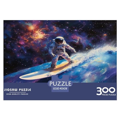 Puzzles 300 Teile Astronauten-Skateboard Quadratische Puzzles für Erwachsene und Kinder, Holzpuzzles Anspruchsvolles Spiel Puzzles 300 Stück (40 x 28 cm) von FUmoney