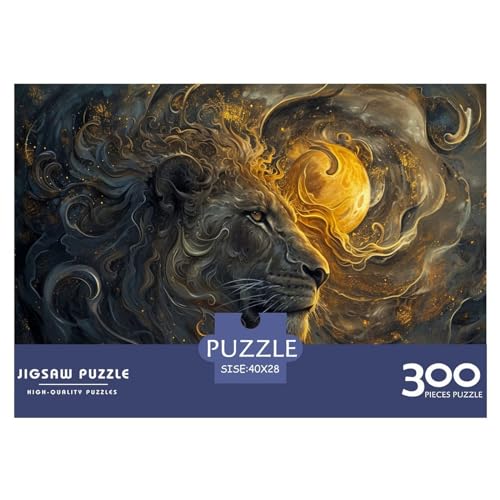 Puzzles 300 Teile für Erwachsene, Grüner Löwe, Puzzle für Erwachsene, Holzbrettpuzzles, Familiendekoration, 300 Teile (40 x 28 cm) von FUmoney
