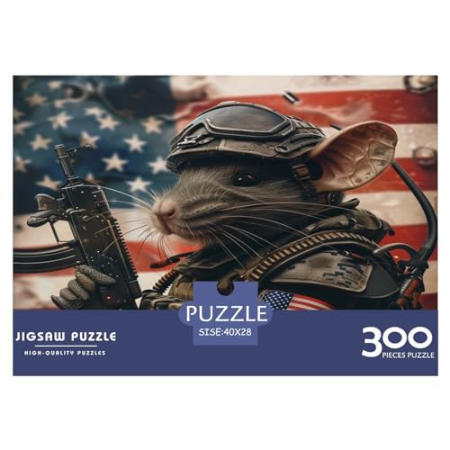 Puzzles 300 Teile für Erwachsene, Soldat, Ratte, Puzzle für Erwachsene, Holzbrett-Puzzles, Familiendekoration, 300 Teile (40 x 28 cm) von FUmoney