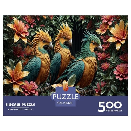 Puzzles 500 Teile für Erwachsene, Kunstvogelpuzzle für Erwachsene, Holzbrettpuzzles, Familiendekoration, 500 Teile (52 x 38 cm) von FUmoney