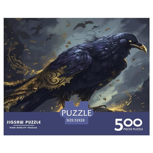 Puzzles 500 Teile für Erwachsene, Tierkrähe-Puzzle für Erwachsene, Holzbrettpuzzles, Familiendekoration, 500 Teile (52 x 38 cm) von FUmoney