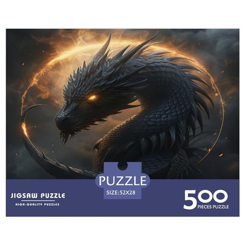 Puzzles 500 Teile für Erwachsene Black_Dragon Puzzle für Erwachsene Holzbrettpuzzles Familiendekoration 500 Teile (52 x 38 cm) von FUmoney