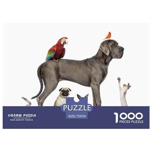 Puzzles für Erwachsene, 1000 Teile, Puzzle für Erwachsene, Tiere, Hund, kreative rechteckige Puzzles, Holzpuzzle, Puzzle 1000 Teile (75 x 50 cm) von FUmoney