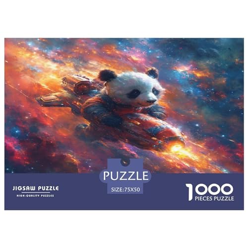 Puzzles für Erwachsene, 1000-teilige Puzzles für Erwachsene, Space_Panda, kreative rechteckige Puzzles, Holzpuzzle, Puzzle 1000 Teile (75 x 50 cm) von FUmoney
