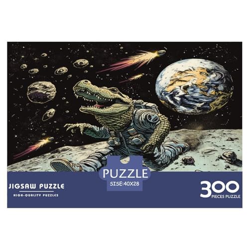 Puzzles für Erwachsene, 300 Teile, Weltraum-Krokodil, kreatives Holzpuzzle, praktisches Spiel, Familiendekoration, 300 Teile (40 x 28 cm) von FUmoney