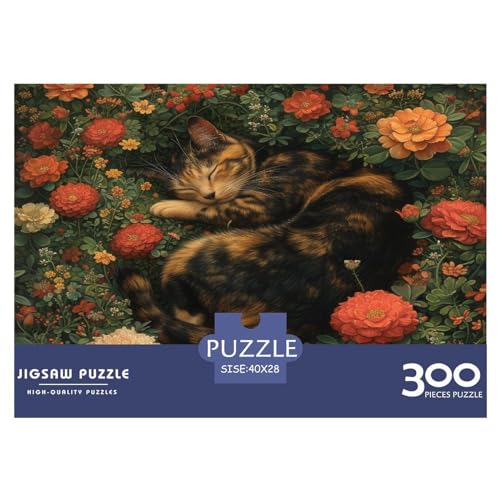 Puzzles für Erwachsene, 300 Teile, klassisches Holzpuzzle mit schlafender Katze, entspannendes Puzzlespiel, Denksportaufgaben, 300 Teile (40 x 28 cm) von FUmoney
