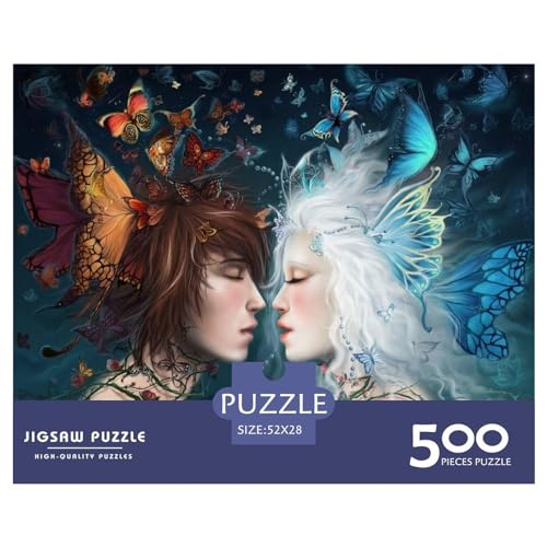 Puzzles für Erwachsene, 500 Teile, Schmetterlingsmädchen-Puzzles für Erwachsene, Holzbrettpuzzles, lustiges Geschenk, 500 Teile (52 x 38 cm) von FUmoney