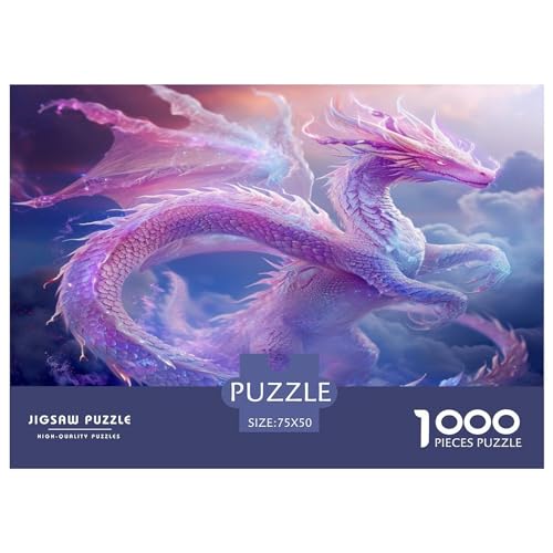 Rosa Drache-Puzzle, 1000 Teile, kreatives rechteckiges großes Familienpuzzlespiel, Kunstwerk für Erwachsene und Teenager, 1000 Teile (75 x 50 cm) von FUmoney