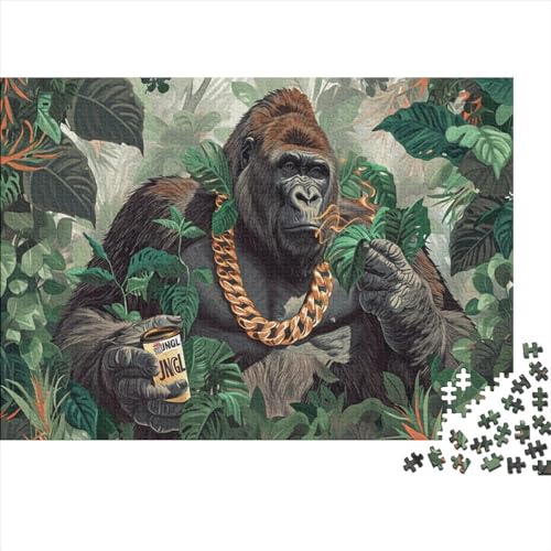 Tier-Gorilla-Puzzle, 1000 Teile, kreatives rechteckiges großes Familienpuzzlespiel, Kunstwerk für Erwachsene und Teenager, 1000 Teile (75 x 50 cm) von FUmoney