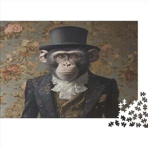 Tierkunst-AFFE, 500-teiliges Puzzle für Erwachsene, kreatives rechteckiges Puzzle, Holzpuzzle, Puzzle-Geschenk für Freunde und Familie, 500 Stück (52 x 38 cm) von FUmoney