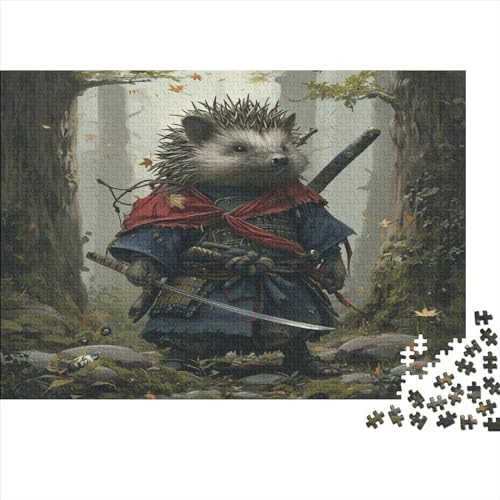 Waschbär-Samurai-Puzzle für Erwachsene, 1000 Teile, klassisches Puzzle, Holzpuzzle, Wandkunst, einzigartiges Spielzeug, Geschenk, 1000 Teile (75 x 50 cm) von FUmoney