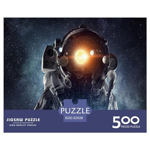 Weltraum-Astronaut 500-teiliges Puzzle für Erwachsene, kreatives rechteckiges Puzzle, Holzpuzzle, Puzzle-Geschenk für Freunde und Familie, 500 Stück (52 x 38 cm) von FUmoney