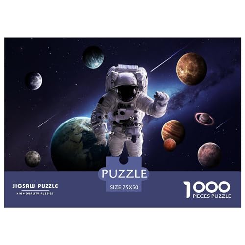 Weltraum-Astronauten-Puzzles für Erwachsene, 1000-teiliges Puzzle für Erwachsene, Holzpuzzle, lustiges Dekomprimierungsspiel, 1000 Teile (75 x 50 cm) von FUmoney