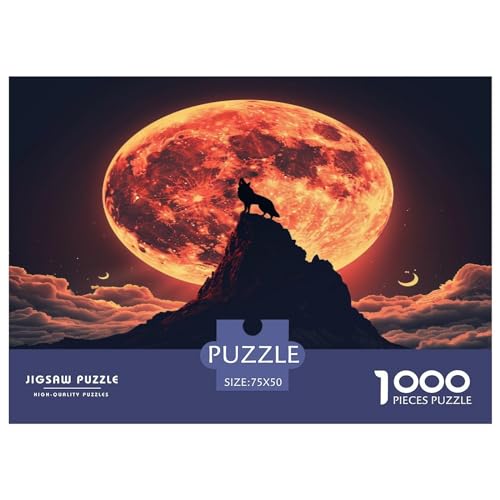 Wolf heult Puzzles für Erwachsene, 1000-teilige Puzzles für Erwachsene, Holzpuzzle, lustiges Dekompressionsspiel, 1000 Teile (75 x 50 cm) von FUmoney