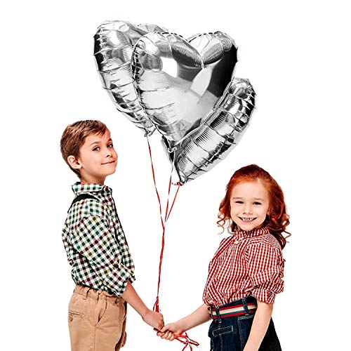 FVCENT Ballons Herz Helium | Herz Folienballon 30 Stück Helium Luftballons Herzluftballons Heliumballon Folienballon Hochzeit Folienluftballon (silber) von FVCENT