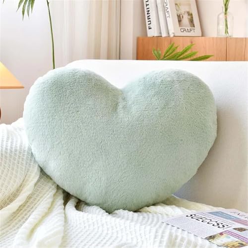 FVCTGHZ 12/17" Kunstkaninchenfell-Herzkissen, dekorative Kissen, Plüschliebe, herzförmiges, Flauschiges Dekokissen, Valentinstagsgeschenk(Green) von FVCTGHZ
