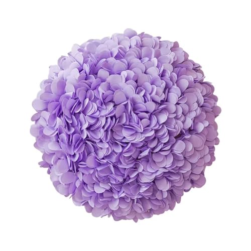 FVCTGHZ Quadratische 3D-Blumenkissenbezüge Handgemachte Hortensien-Blumen-Wurfkissenbezug Dekorative Kissen Sofa Wohnzimmer(Lavender/Round) von FVCTGHZ