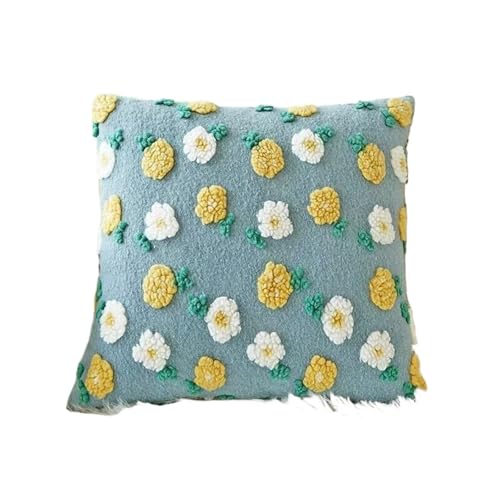 FVCTGHZ Rote Rosen Blumen Kissen, Sakura Kissen Ästhetik Dekorative Couch Coushion Stickerei(Dusty Blue) von FVCTGHZ